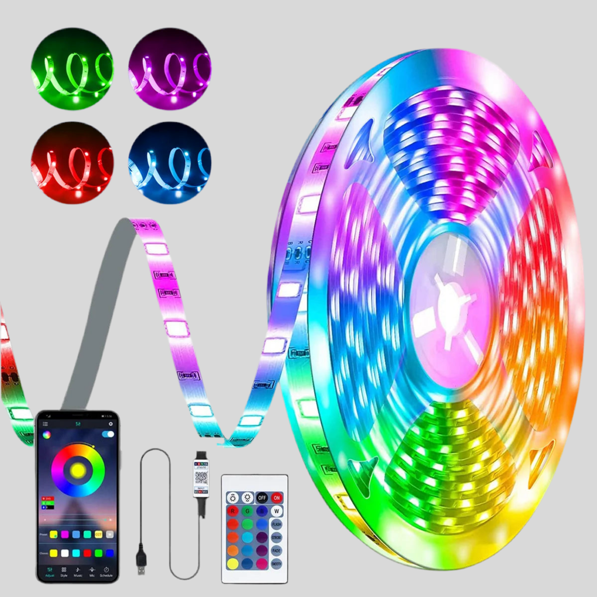 ColorSync RGB Strip Lights Smart LED Light Strip Bluetooth + Remote Control Music Sync Mode