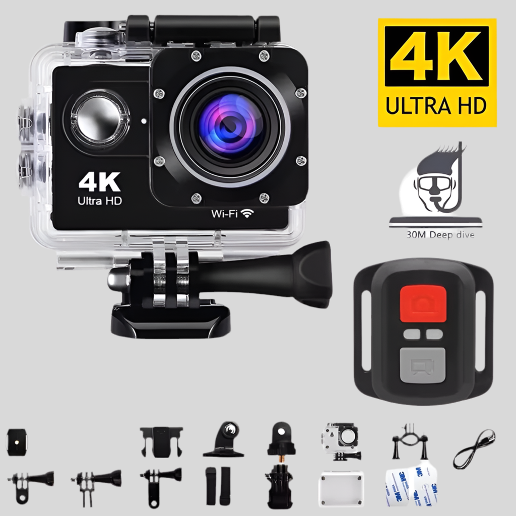 AquaCam 4K Action Camera Waterproof Sports Action Camera  4K UHD (also supports 1080p @ 60fps)