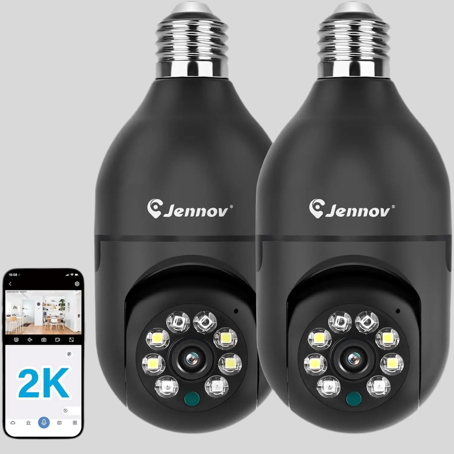 ViewCam Jennov 360 Security Bulb 360° Panoramic HD Video Night Vision & Motion Detection