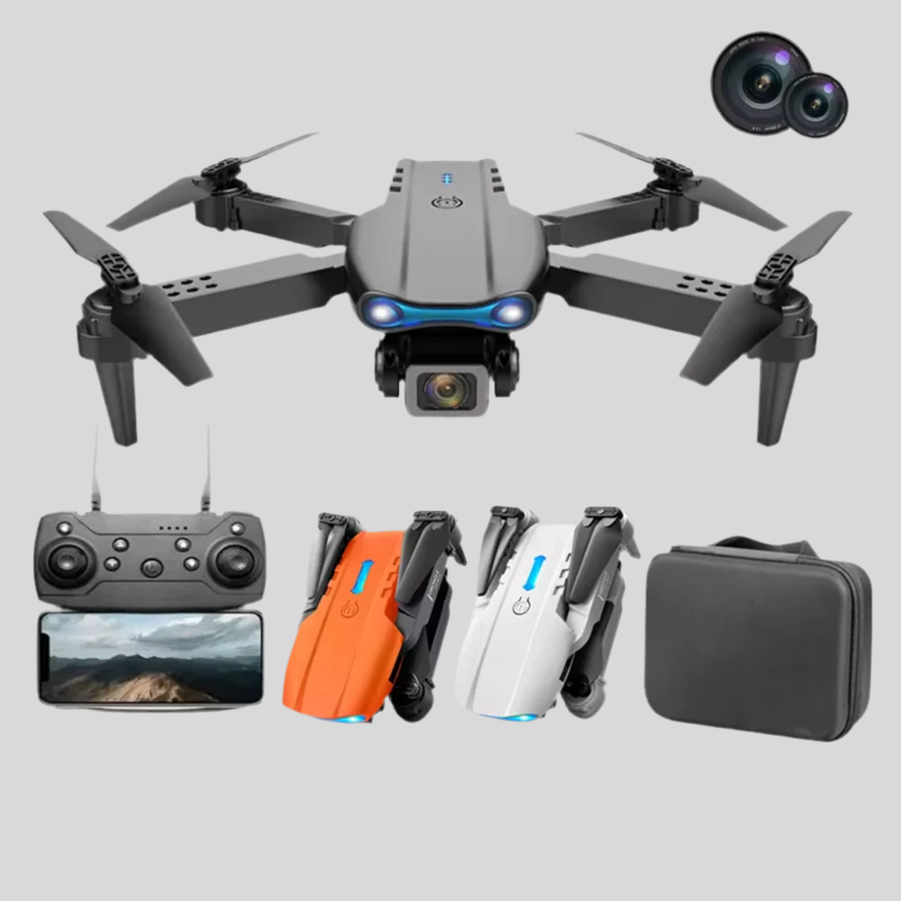 SkyCam 4K Drone HD Dual-Lens  Features Foldable Design Remote + Smartphone App
