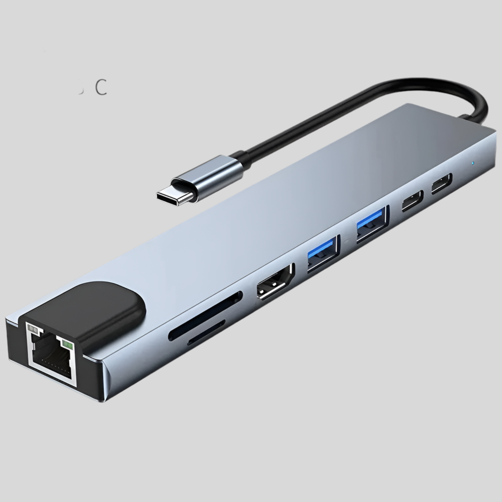 PortHub 8-in-1 USB-C Hub Laptop Docking Station  HDMI (4K) SD & microSD Reader