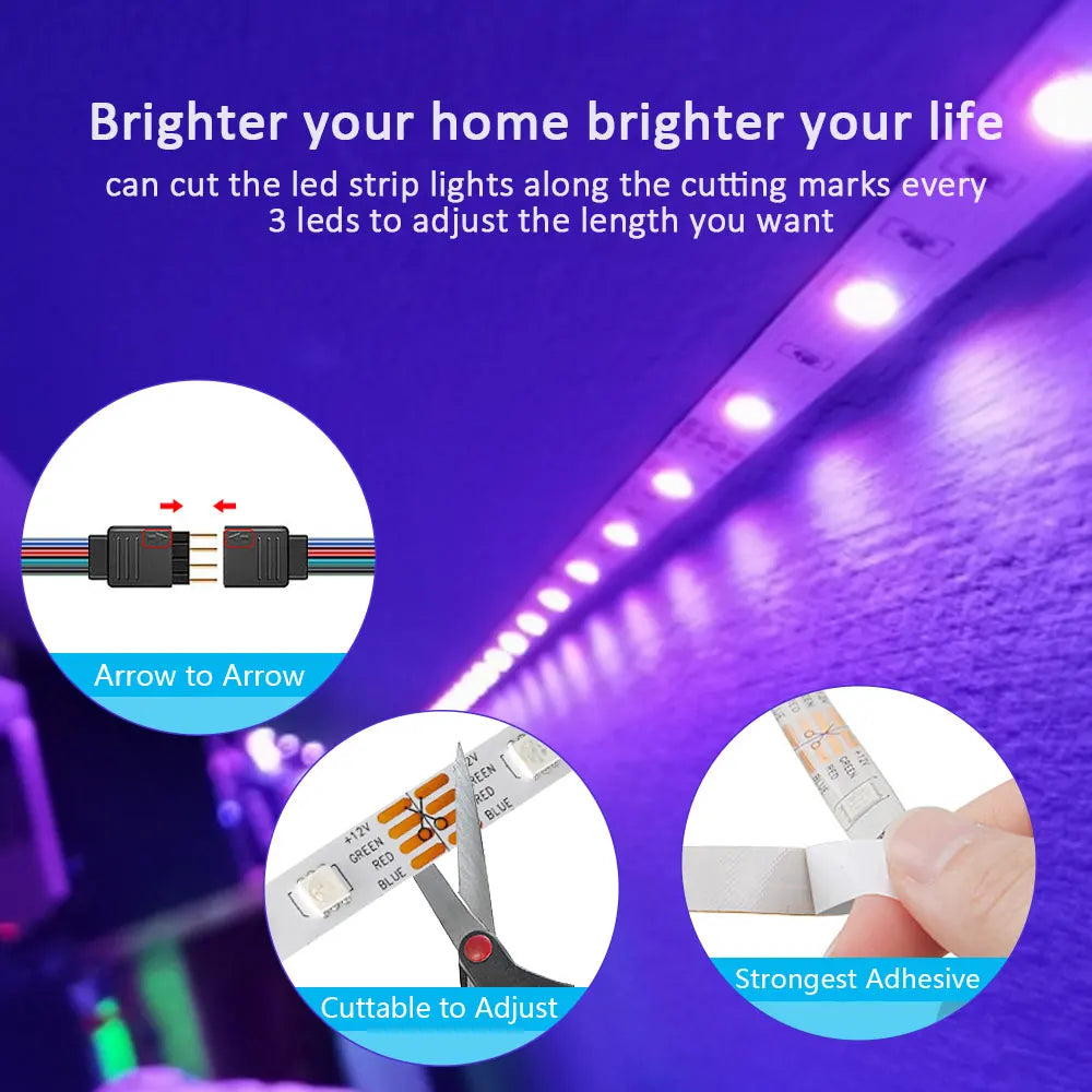 ColorSync RGB Strip Lights Smart LED Light Strip Bluetooth + Remote Control Music Sync Mode