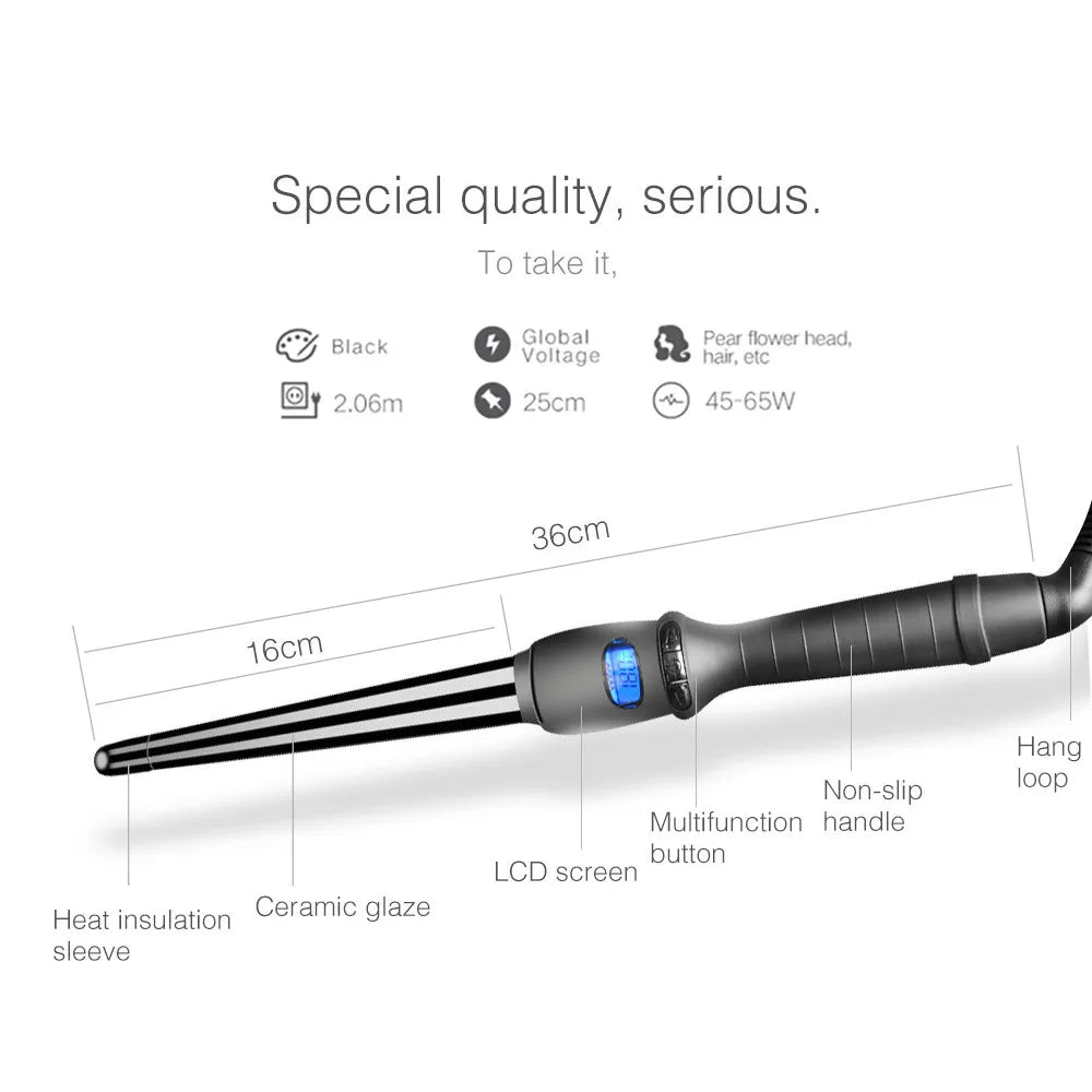 CurlWave Ceramic Wand Electric Hair Curler Wand Fast Heating Lightweight
