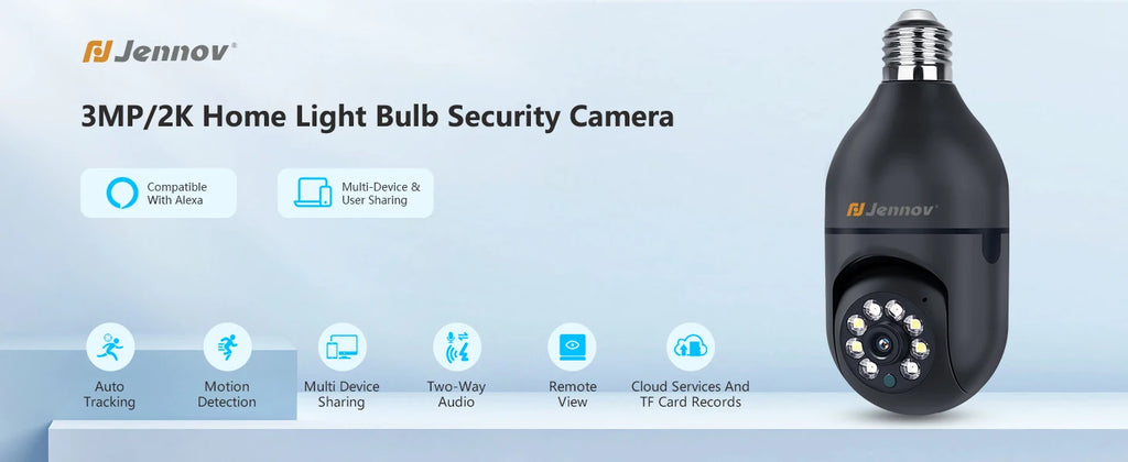 ViewCam Jennov 360 Security Bulb 360° Panoramic HD Video Night Vision & Motion Detection