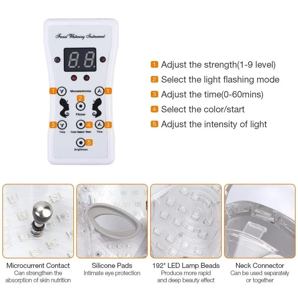 Radiance LED Therapy Mask Light Modes 7 Colors Anti-Aging Acne Care Skin Brightening