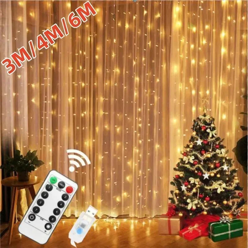SparkleView Curtain Garland  LED Fairy Light Curtain USB Powered Remote Control (Brightness/Timer Modes)