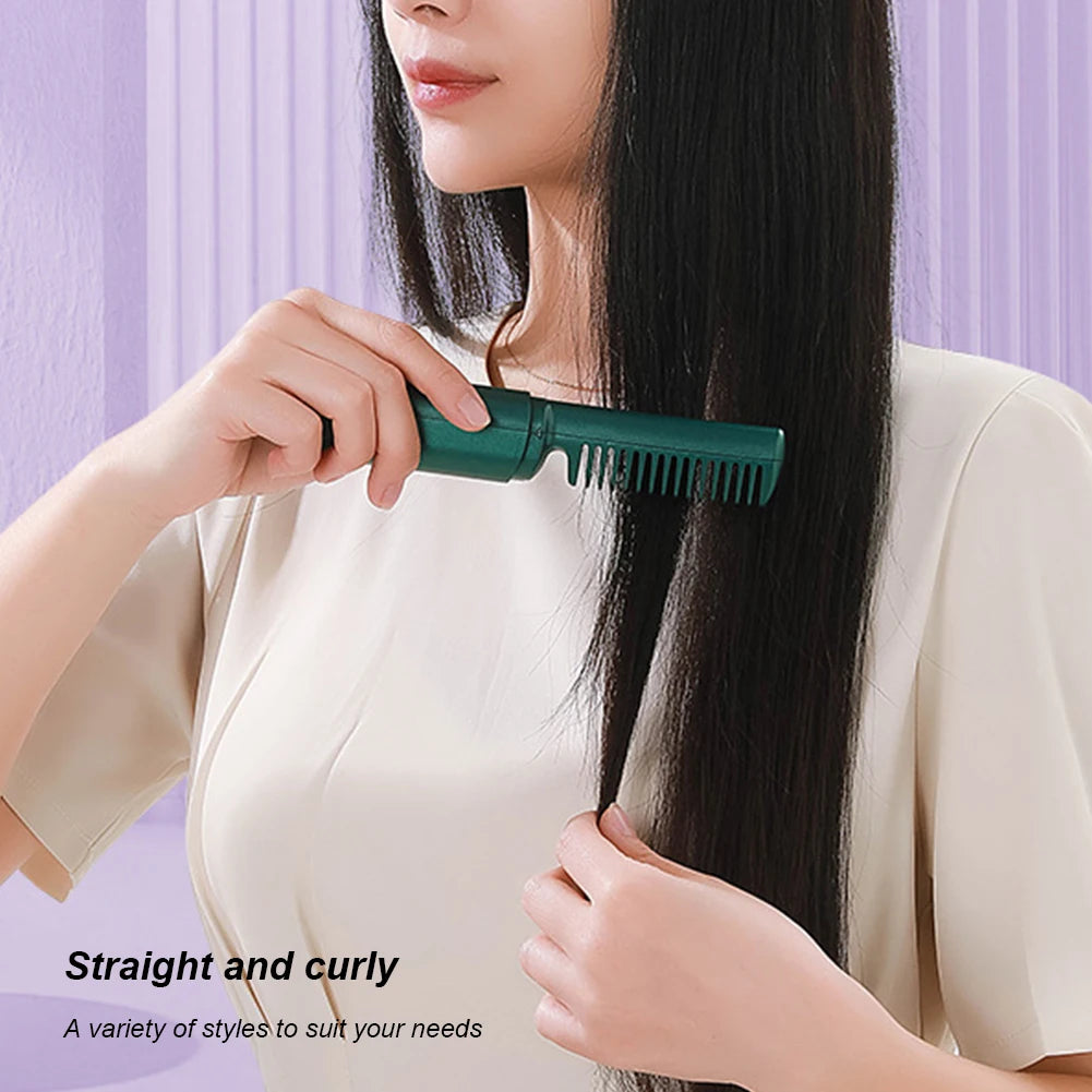 HeatGuard Hair Straightener  Cordless Ceramic Hair Straightening Brush Long-Lasting Battery