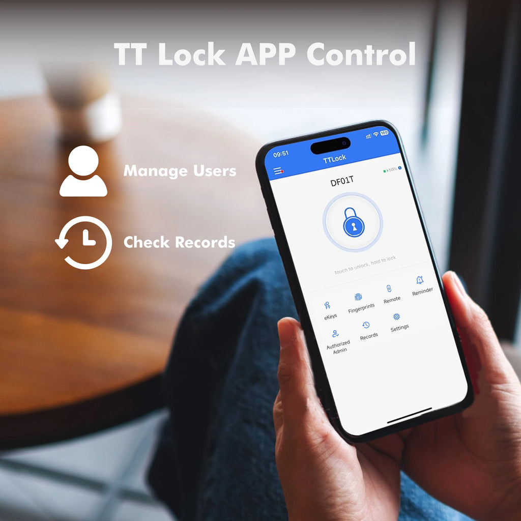 KeylessHome Smart Lock Fingerprint & Keypad Door Lock Bluetooth/Wi-Fi Smartphone App