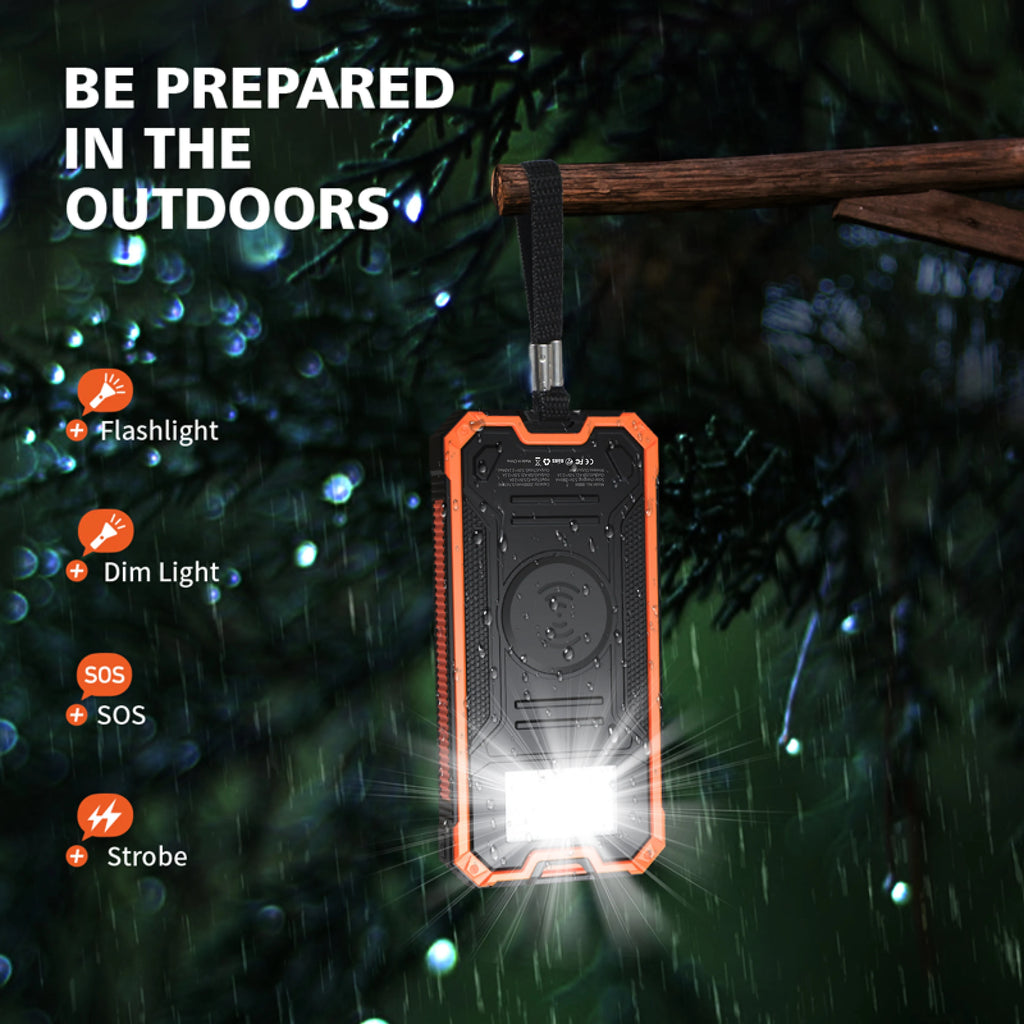 SunCharge 20,000mAh Power Bank Solar Portable Charger Dual USB Output LED Flashlight
