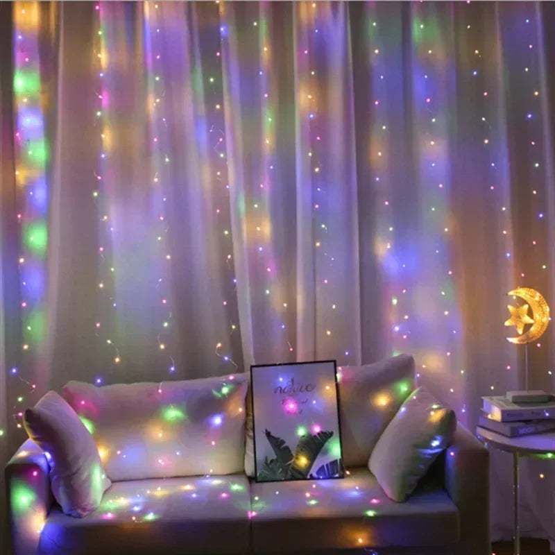 SparkleView Curtain Garland  LED Fairy Light Curtain USB Powered Remote Control (Brightness/Timer Modes)