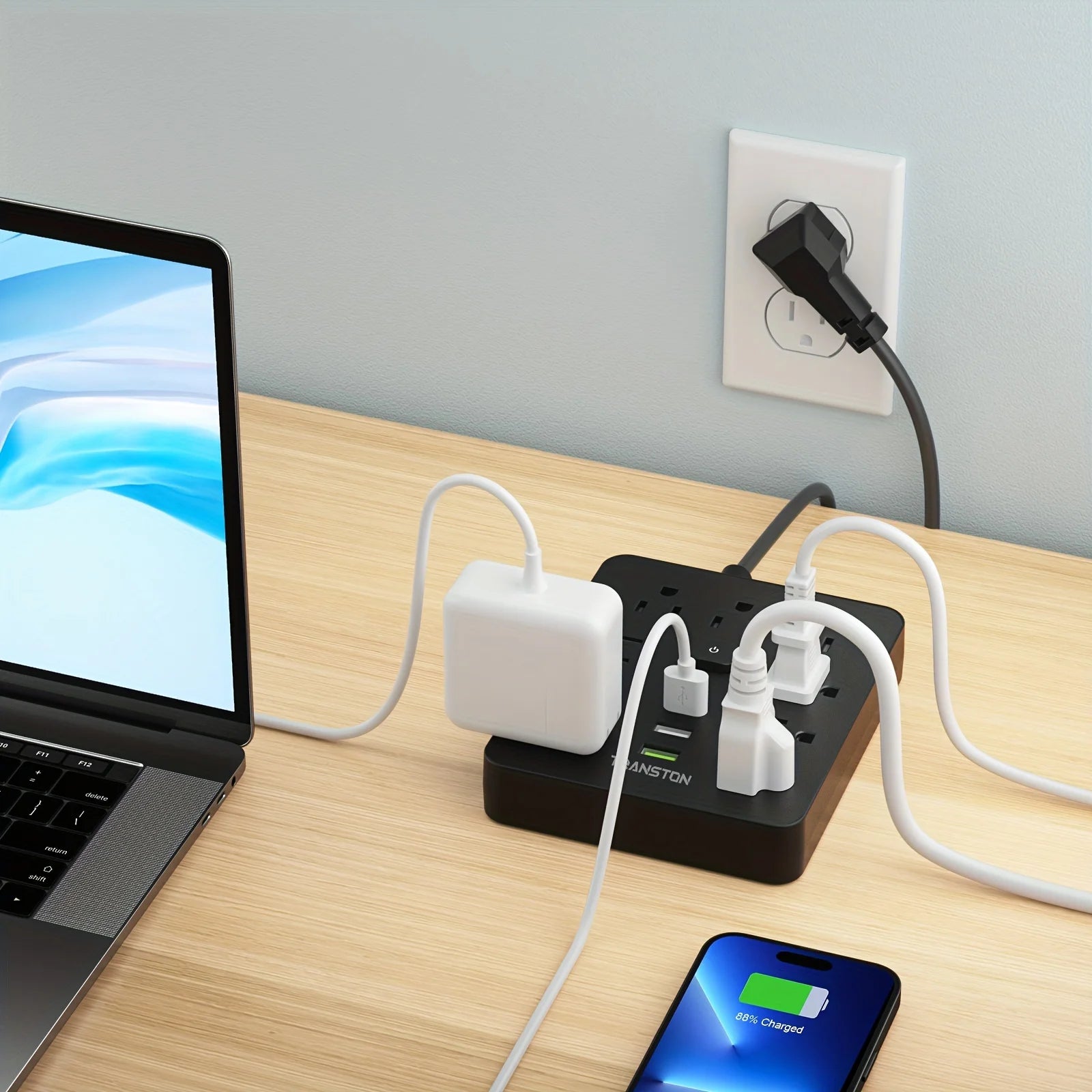 PowerHub Surge Protector Multi-Outlet Power Strip 6 AC Outlets + 4 USB Ports