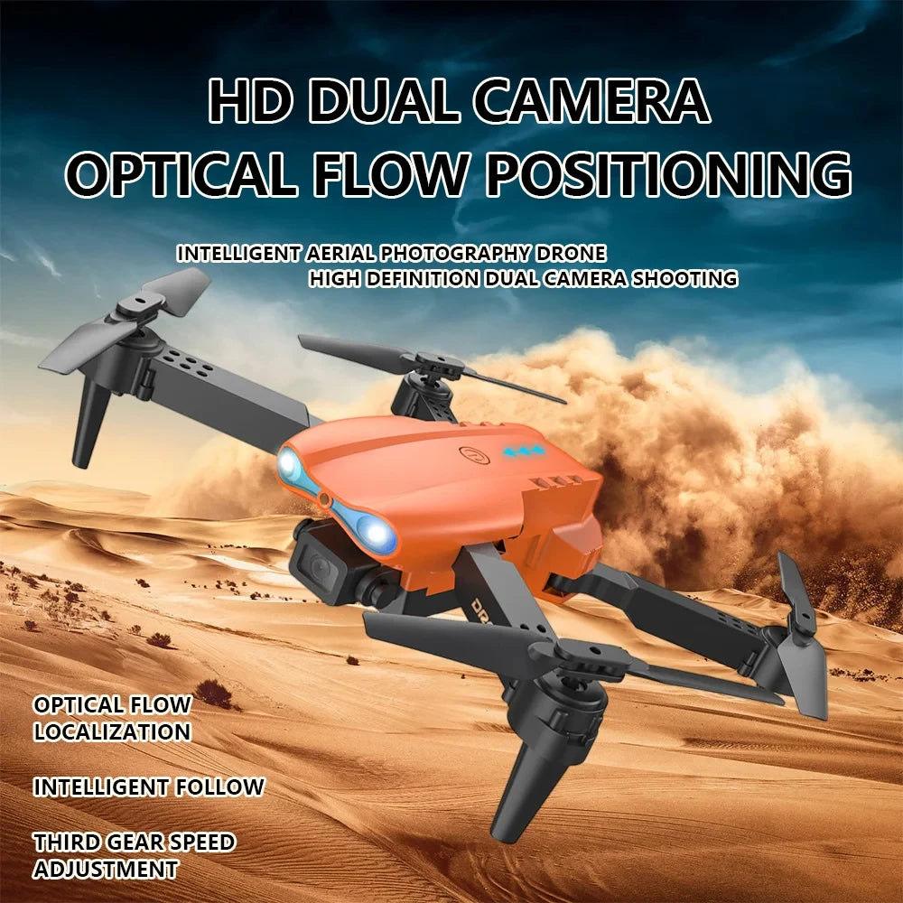 SkyCam 4K Drone HD Dual-Lens  Features Foldable Design Remote + Smartphone App