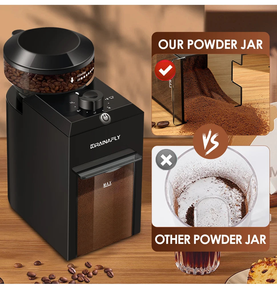 BeanMaster Coffee Grinder Electric Burr Mill Grinder Built-In Cleaning Brush