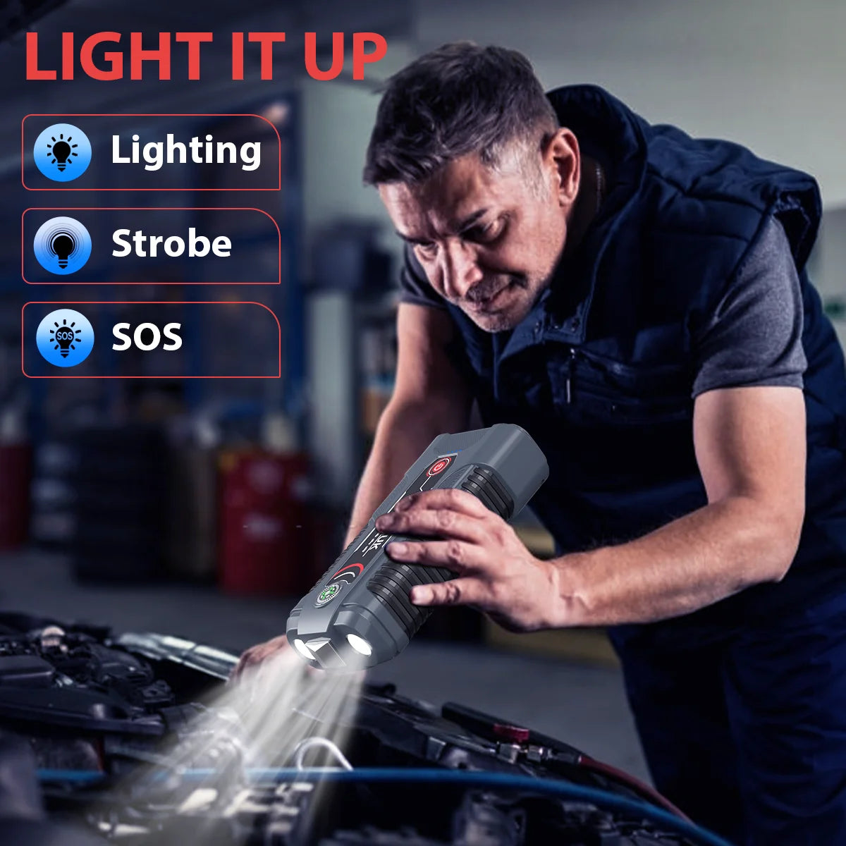 JumpStart Pro 1200A  Portable Car Jump Starter Built-In Flashlight with SOS Strobe