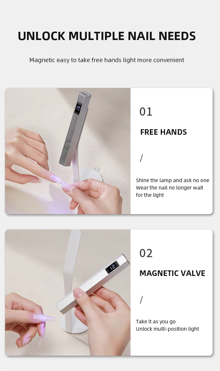 NailGlo UV Dryer Gel Nail Curing Lamp Auto-Sensor Activation  USB Rechargeable