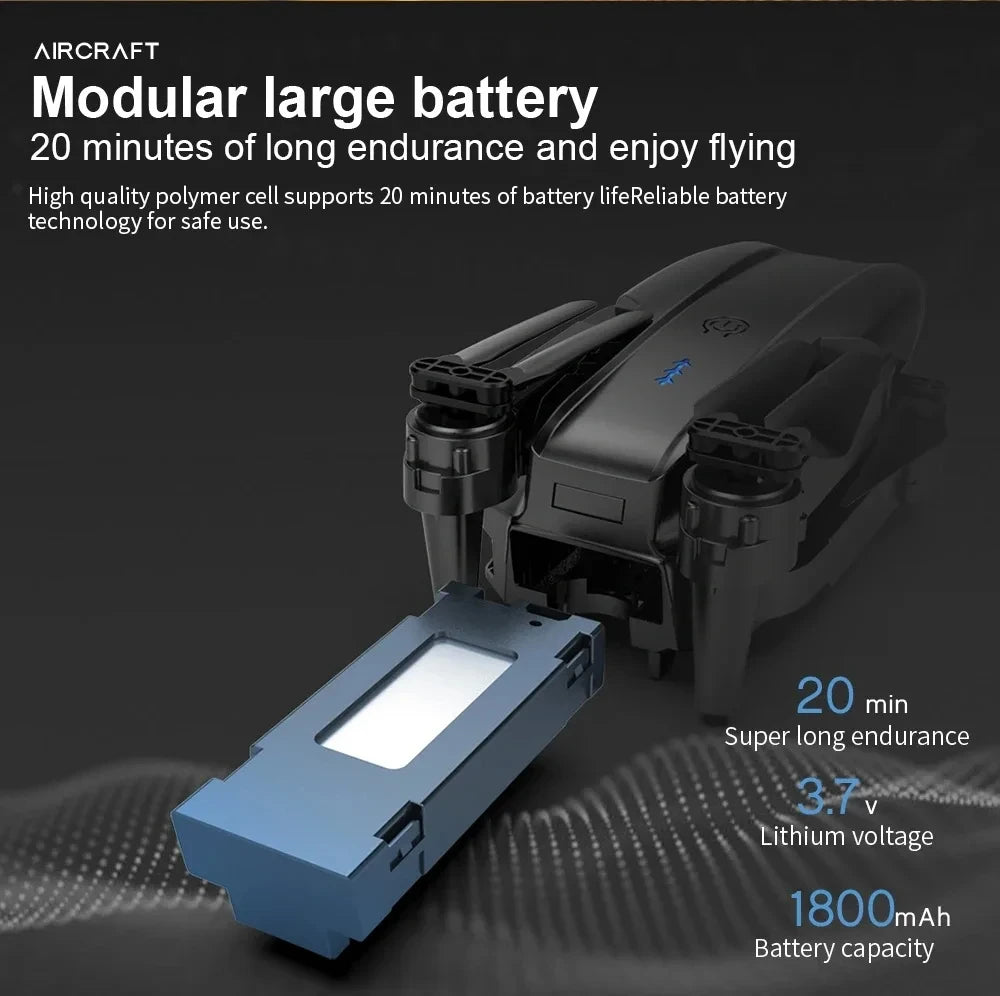 SkyCam 4K Drone HD Dual-Lens  Features Foldable Design Remote + Smartphone App