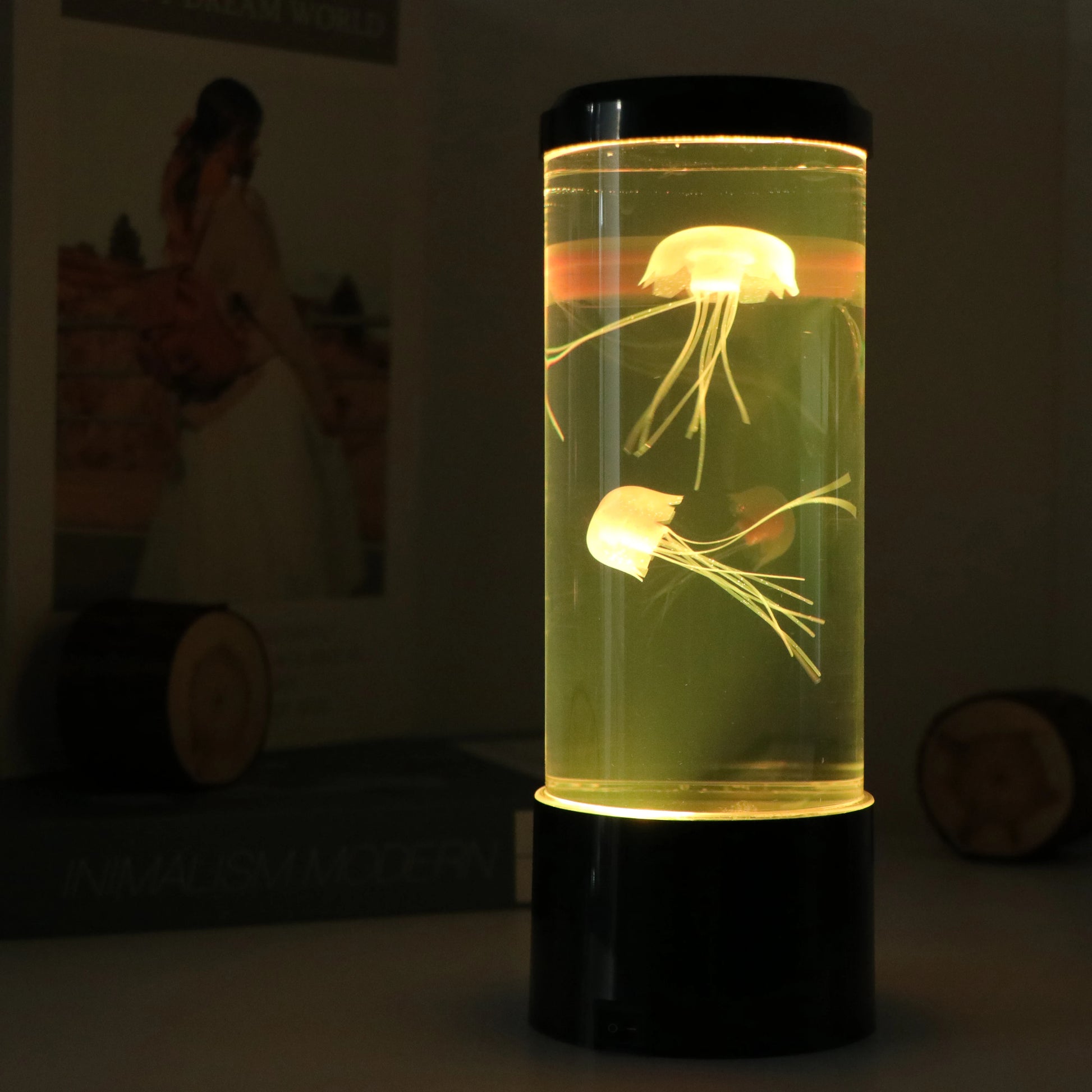 AquaLuxe Jellyfish LED Ambient Lamp Remote Button Control USB Powered