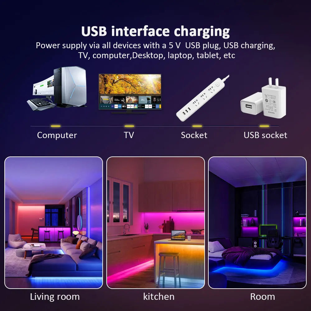 ColorSync RGB Strip Lights Smart LED Light Strip Bluetooth + Remote Control Music Sync Mode