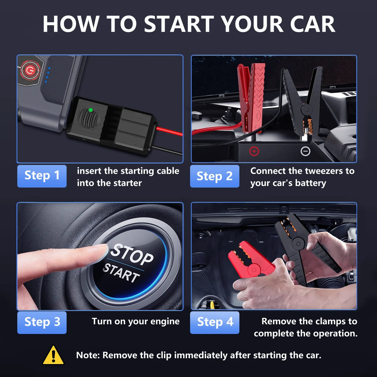 JumpStart Pro 1200A  Portable Car Jump Starter Built-In Flashlight with SOS Strobe