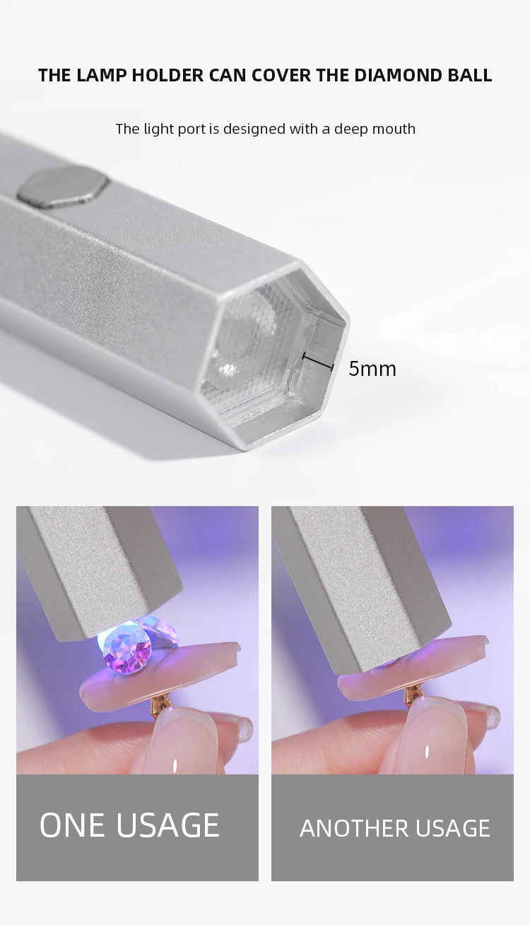 NailGlo UV Dryer Gel Nail Curing Lamp Auto-Sensor Activation  USB Rechargeable