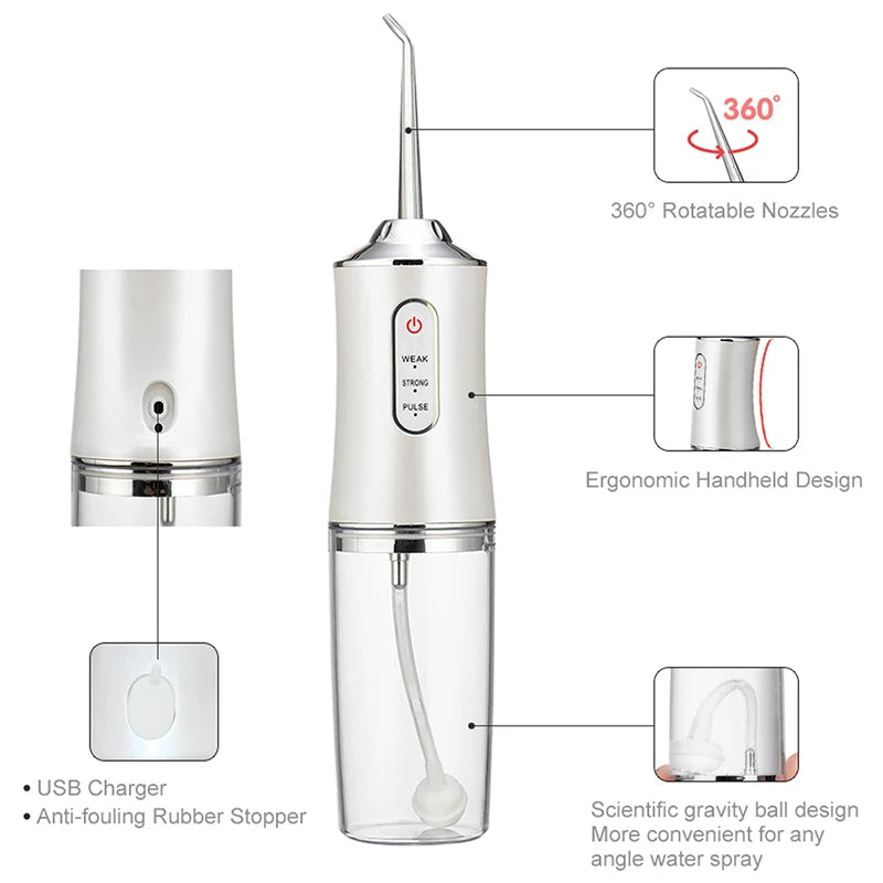HydroFloss Water Jet Flosser
Cordless Oral Irrigator 4 Interchangeable Tips USB Rechargeable