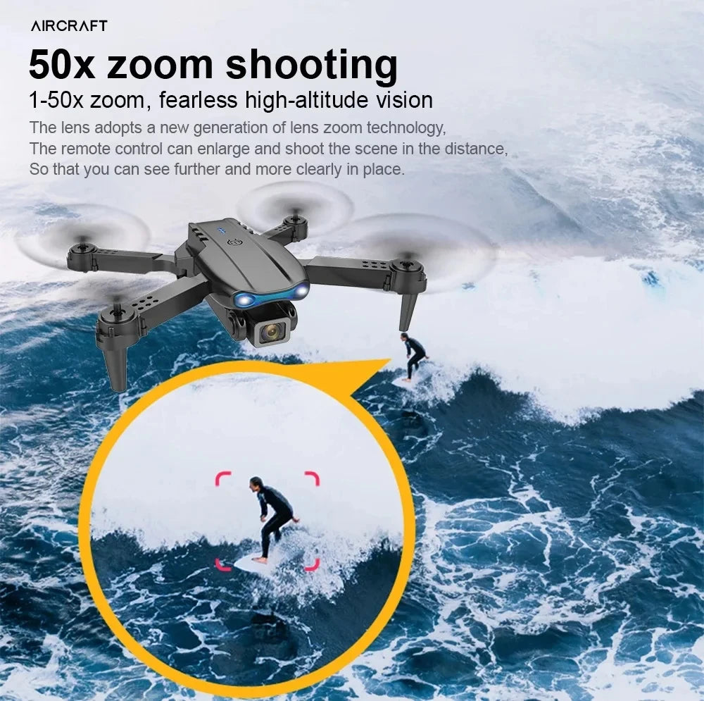 SkyCam 4K Drone HD Dual-Lens  Features Foldable Design Remote + Smartphone App