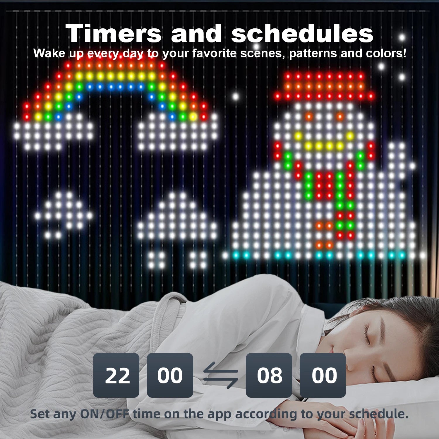 AuraCurtain LED Lights Smart Curtain String Lights RGB Color Syncing USB Powered