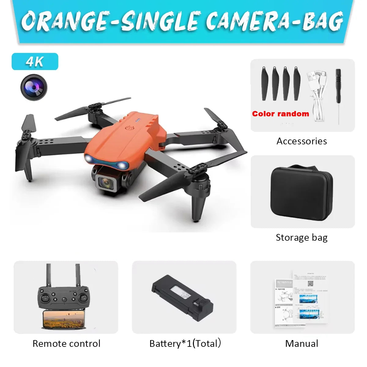 SkyCam 4K Drone HD Dual-Lens  Features Foldable Design Remote + Smartphone App