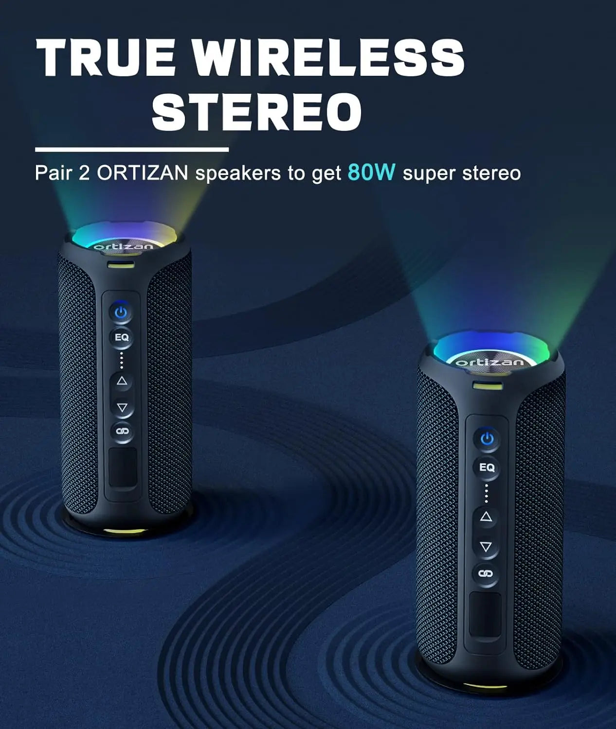 BeatWave Bluetooth Speaker Waterproof RGB Speaker Output Power 40W LED Light Pulse