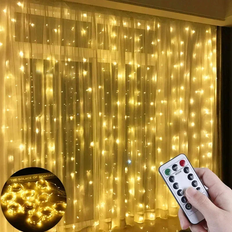 SparkleView Curtain Garland  LED Fairy Light Curtain USB Powered Remote Control (Brightness/Timer Modes)