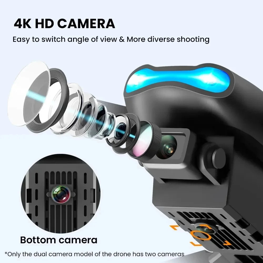 SkyCam 4K Drone HD Dual-Lens  Features Foldable Design Remote + Smartphone App
