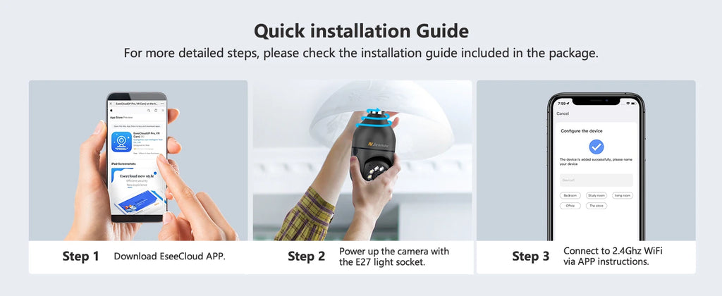 ViewCam Jennov 360 Security Bulb 360° Panoramic HD Video Night Vision & Motion Detection