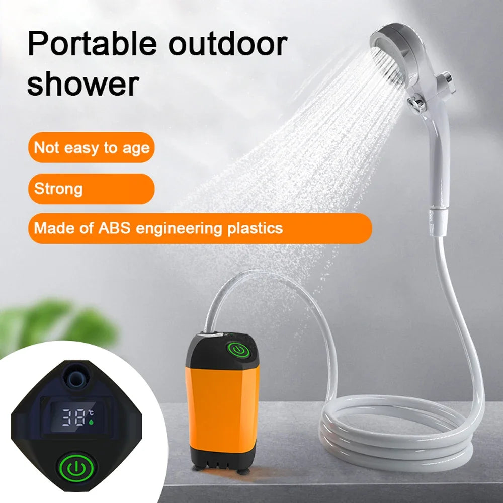 TrailShower Camping Shower Portable Electric Outdoor Shower Up to 3L/min Built-In LED Lantern