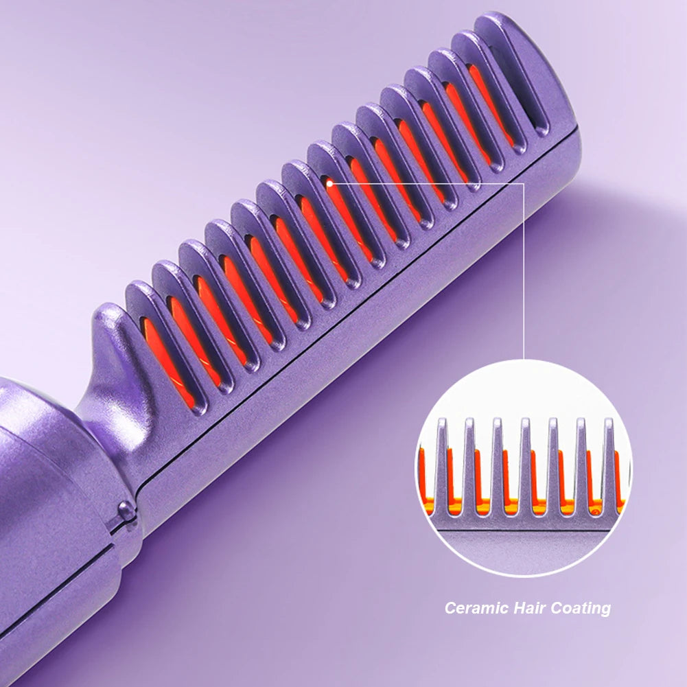 HeatGuard Hair Straightener  Cordless Ceramic Hair Straightening Brush Long-Lasting Battery
