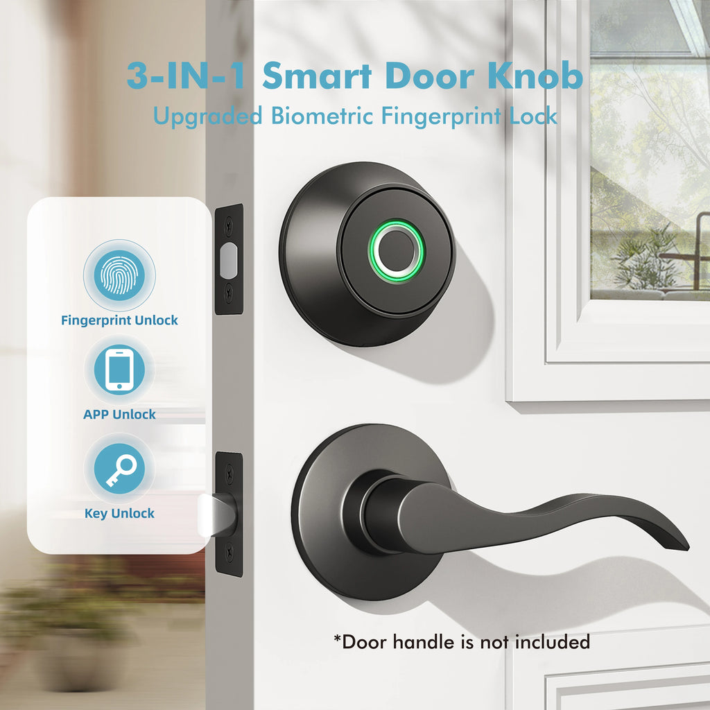 KeylessHome Smart Lock Fingerprint & Keypad Door Lock Bluetooth/Wi-Fi Smartphone App