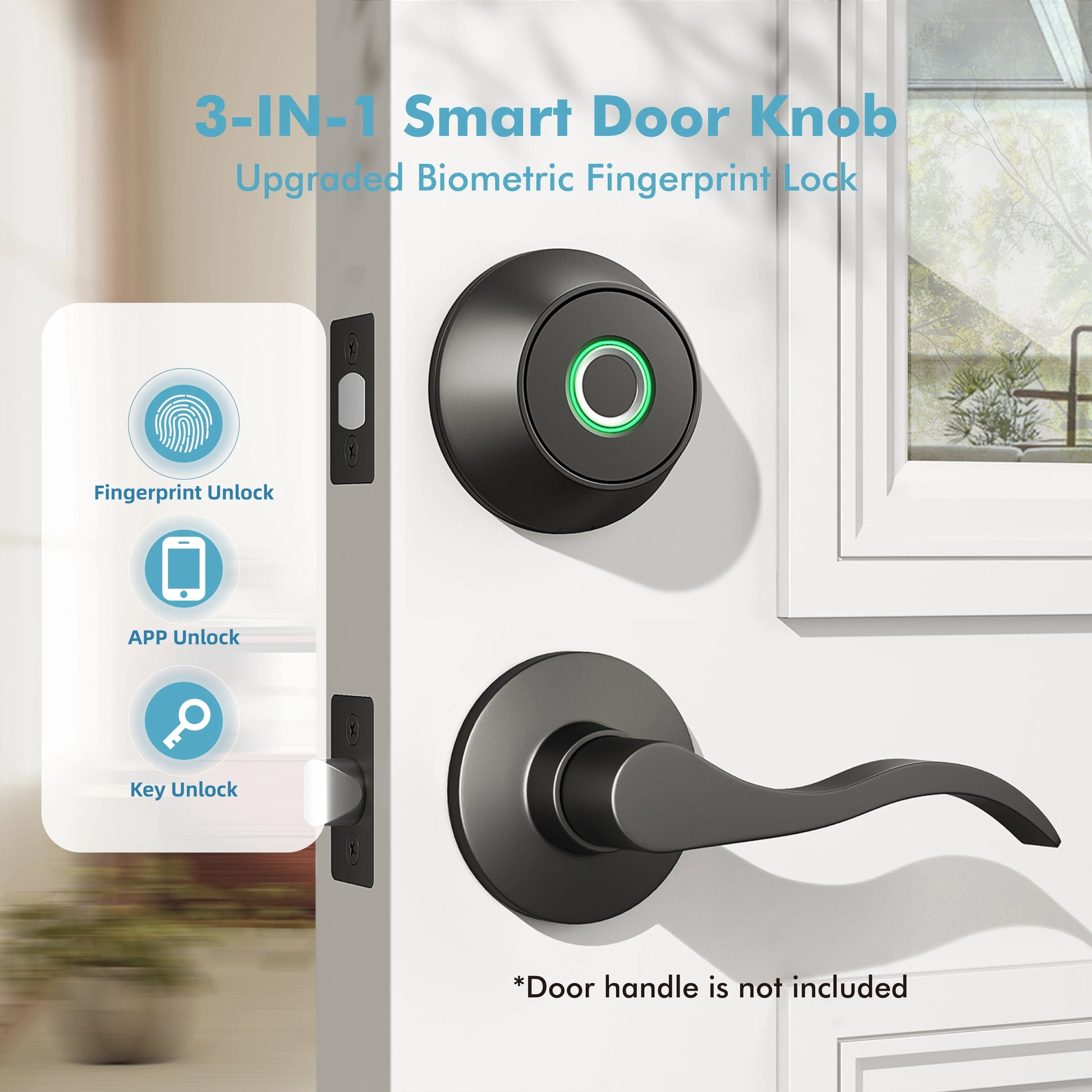 KeylessHome Smart Lock Fingerprint & Keypad Door Lock Bluetooth/Wi-Fi Smartphone App