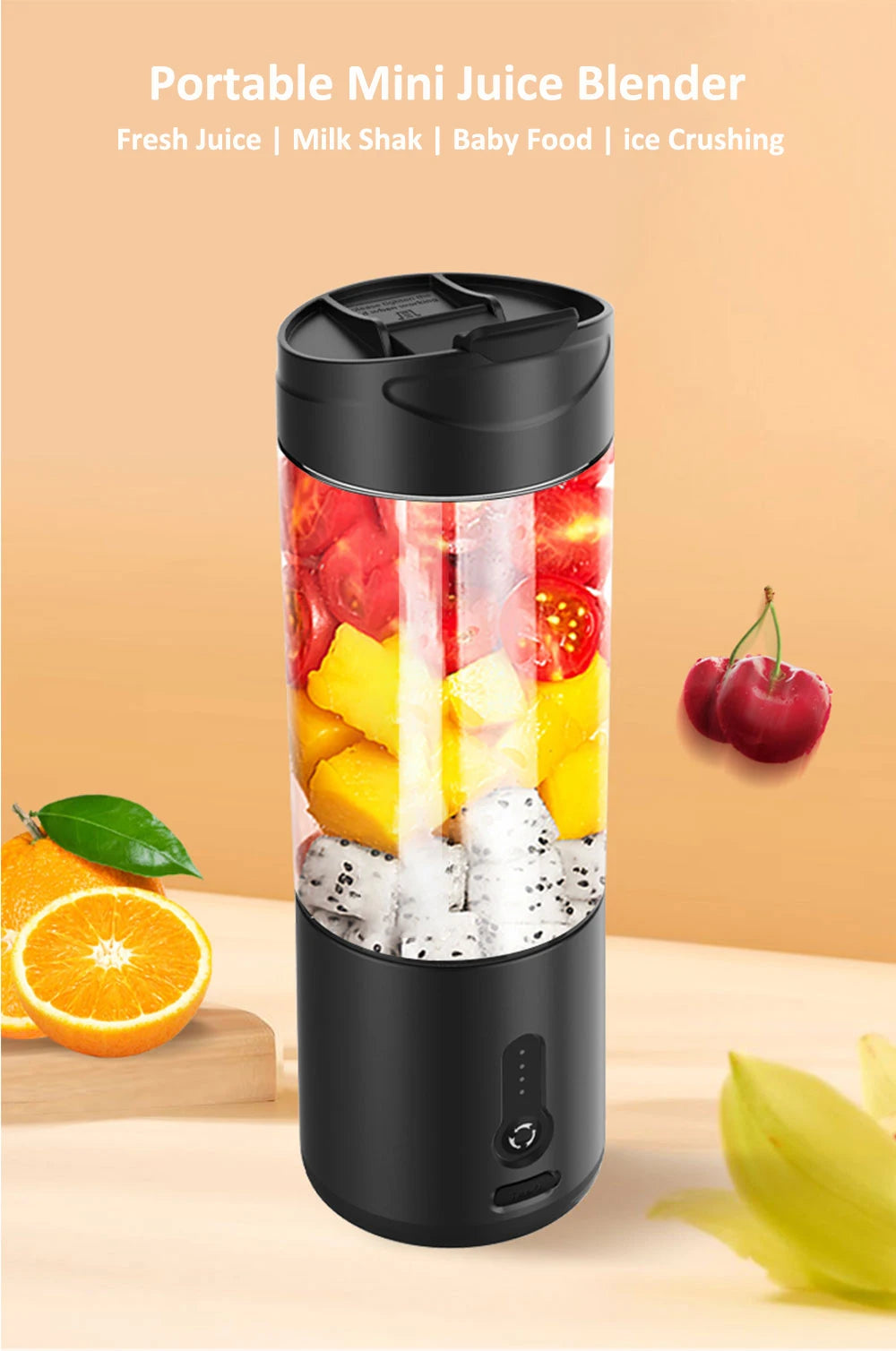 BlendGo Portable Blender USB Rechargeable Personal Blender  380ml High-Speed Blades