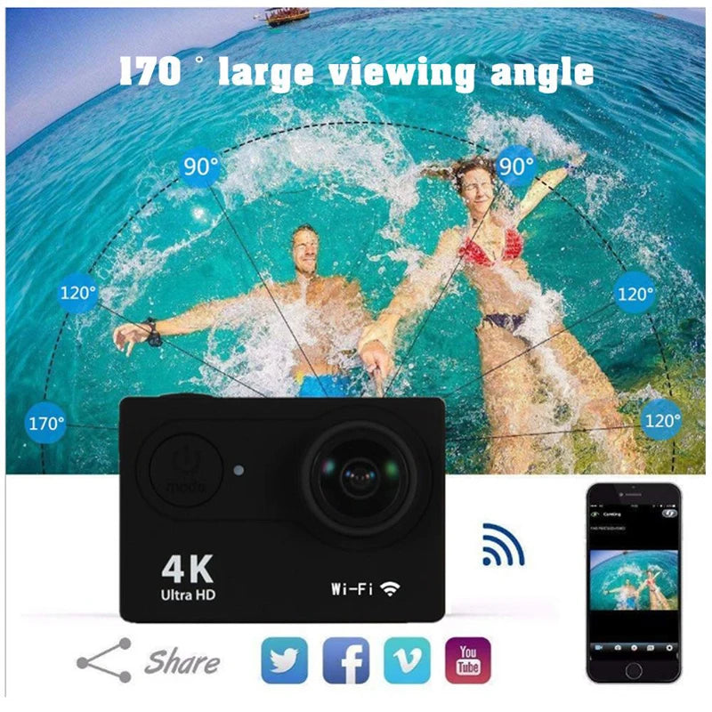 AquaCam 4K Action Camera Waterproof Sports Action Camera  4K UHD (also supports 1080p @ 60fps)