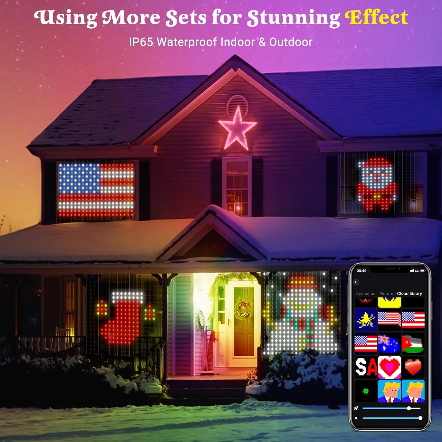 AuraCurtain LED Lights Smart Curtain String Lights RGB Color Syncing USB Powered