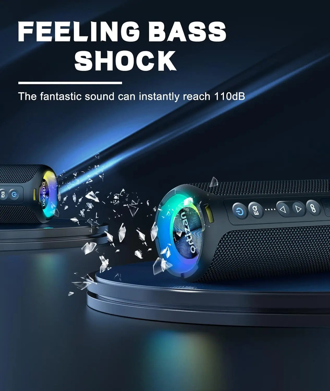 BeatWave Bluetooth Speaker Waterproof RGB Speaker Output Power 40W LED Light Pulse