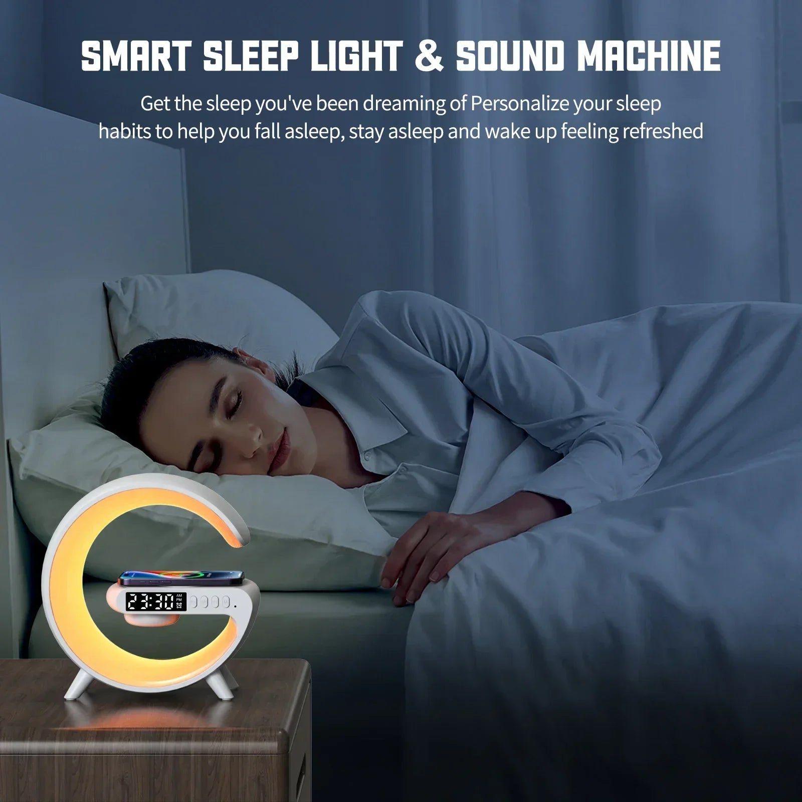 DreamStation Bedside Clock Smart Alarm Clock Qi Wireless Charger LED Soft Night Light