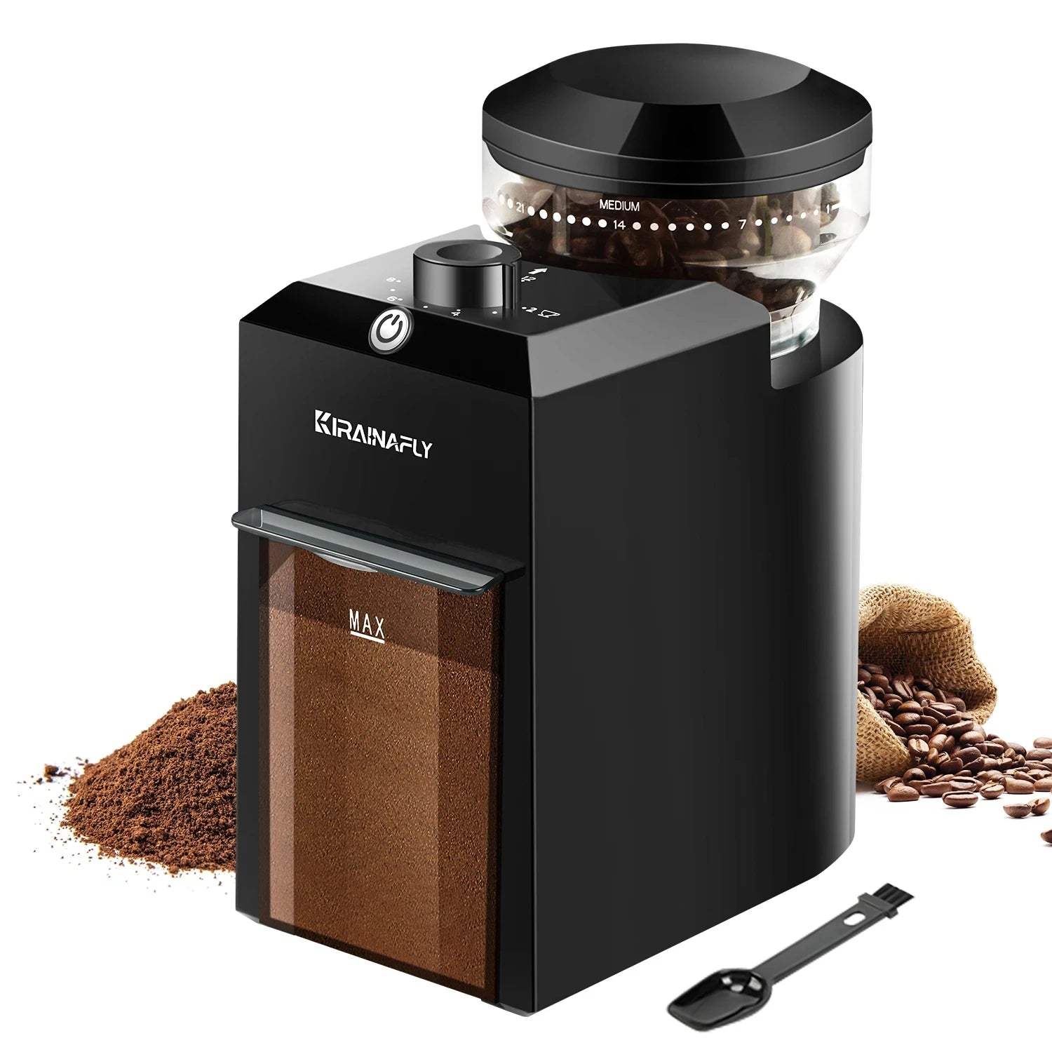 BeanMaster Coffee Grinder Electric Burr Mill Grinder Built-In Cleaning Brush