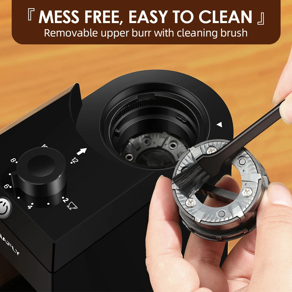 BeanMaster Coffee Grinder Electric Burr Mill Grinder Built-In Cleaning Brush