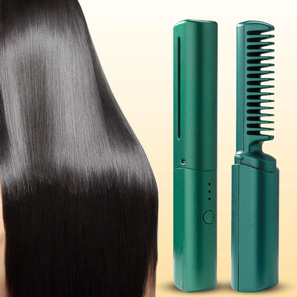 HeatGuard Hair Straightener  Cordless Ceramic Hair Straightening Brush Long-Lasting Battery