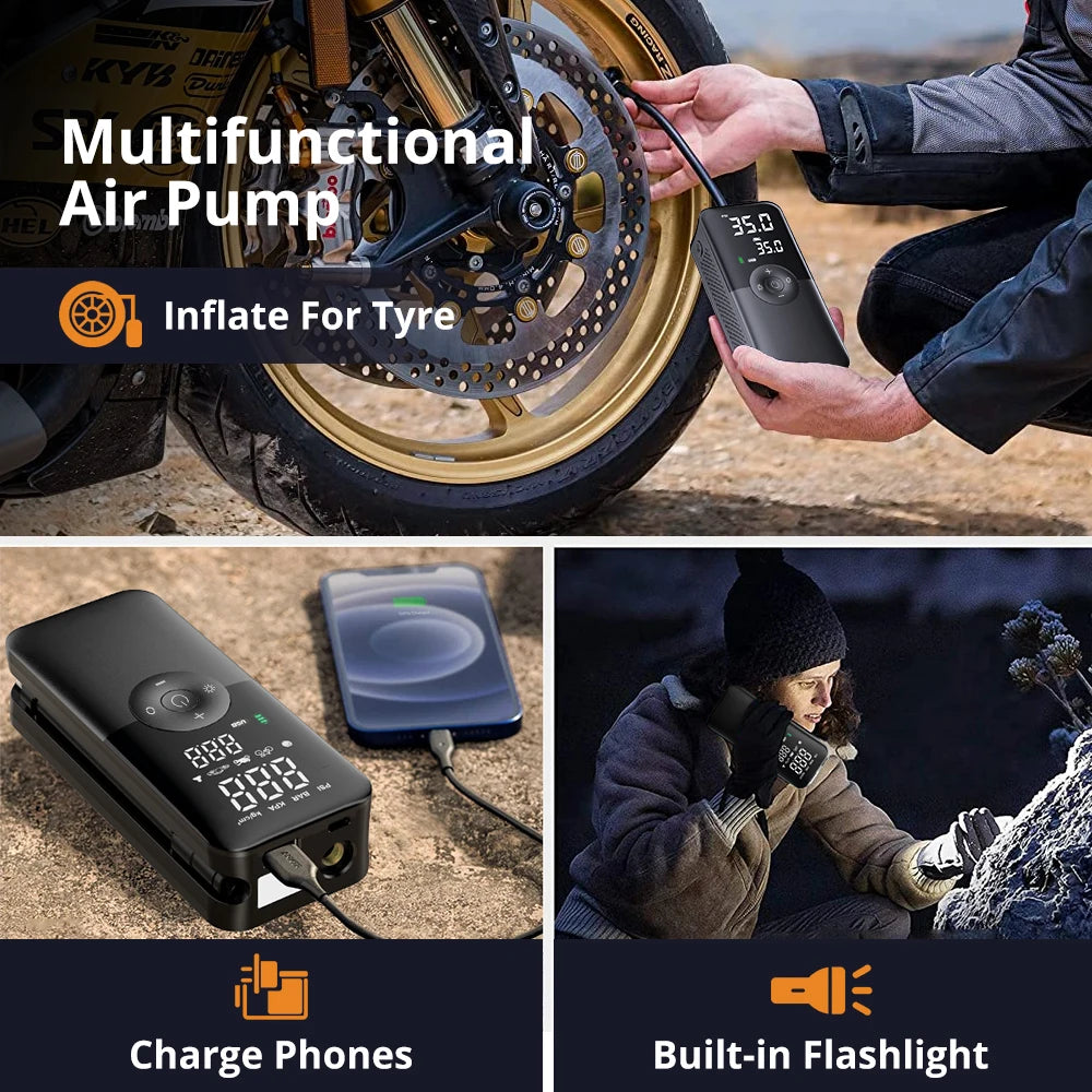 AutoPump Pro Inflator Portable Electric Air Pump  Digital PSI Gauge  USB Rechargeable Battery