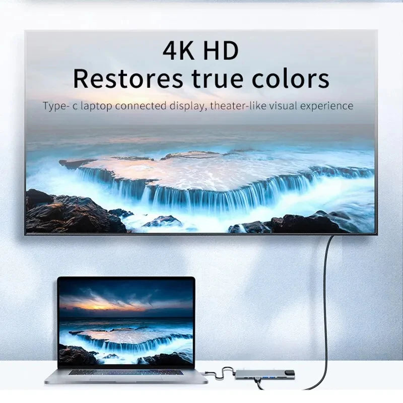 PortHub 8-in-1 USB-C Hub Laptop Docking Station  HDMI (4K) SD & microSD Reader