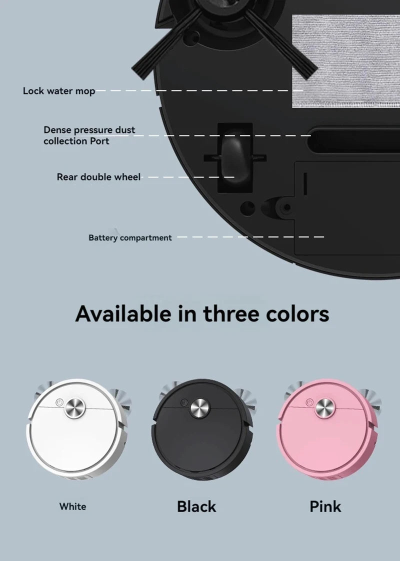 SweepBot 4000 Robotic Vacuum Cleaner Smart Sensors with Anti-Collision Detection