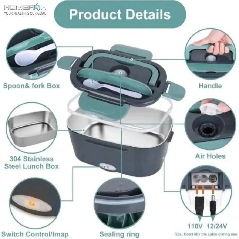 HotBox Portable Lunch Warmer 1.5L Stainless Steel Leak-Proof Container Electric