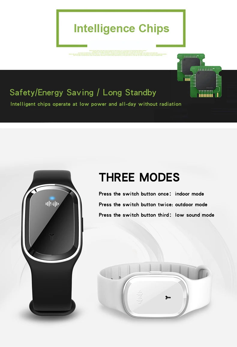 BuzzStop Mosquito Repeller  Ultrasonic Mosquito Repellent Wristband USB Rechargeable