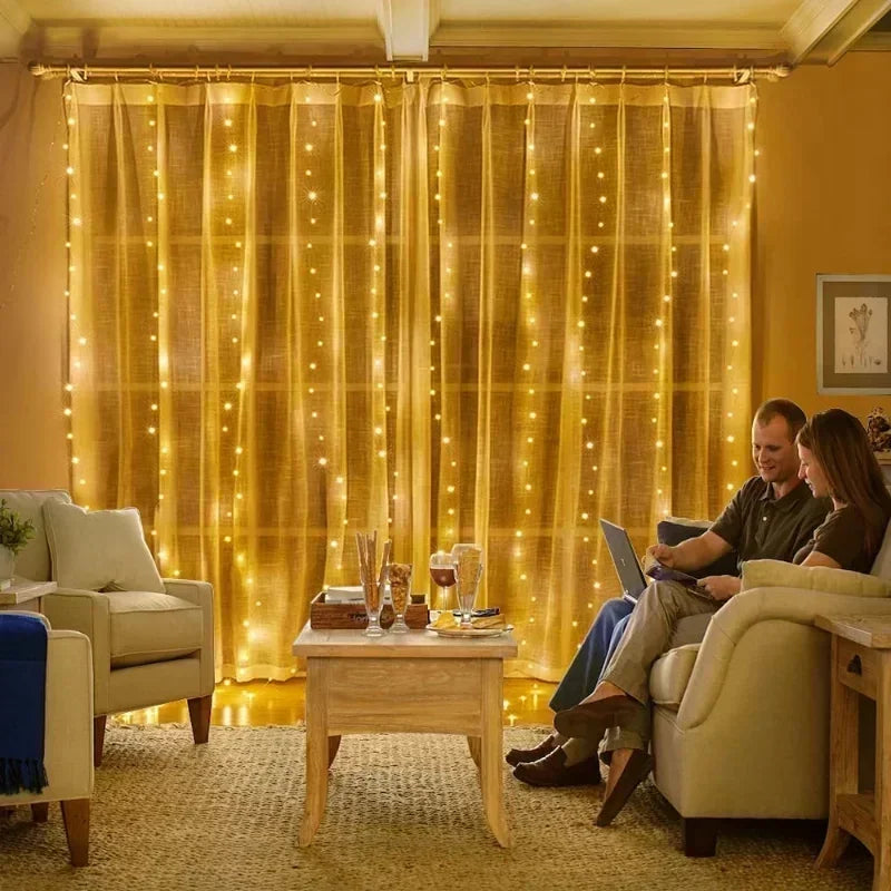 SparkleView Curtain Garland  LED Fairy Light Curtain USB Powered Remote Control (Brightness/Timer Modes)
